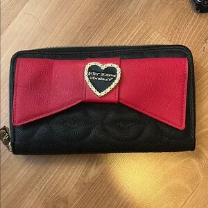 Betsey Johnson Black and Pink Wallet with Bow Accent